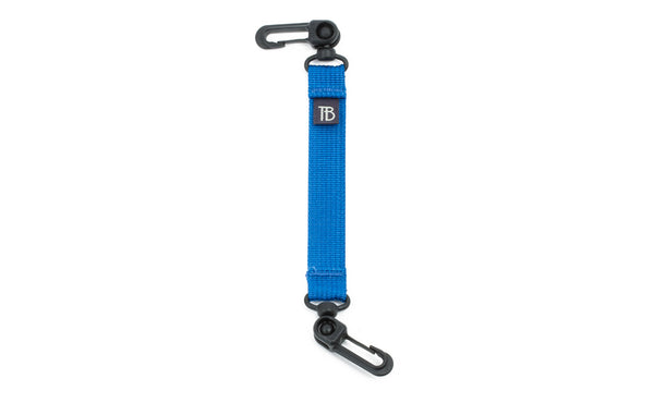 An 8-inch Island (blue) Key Strap with a snaphook at either end.